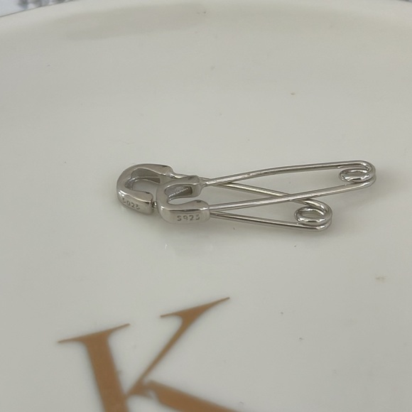925 sterling silver Safety Pin Earrings - Picture 4 of 6